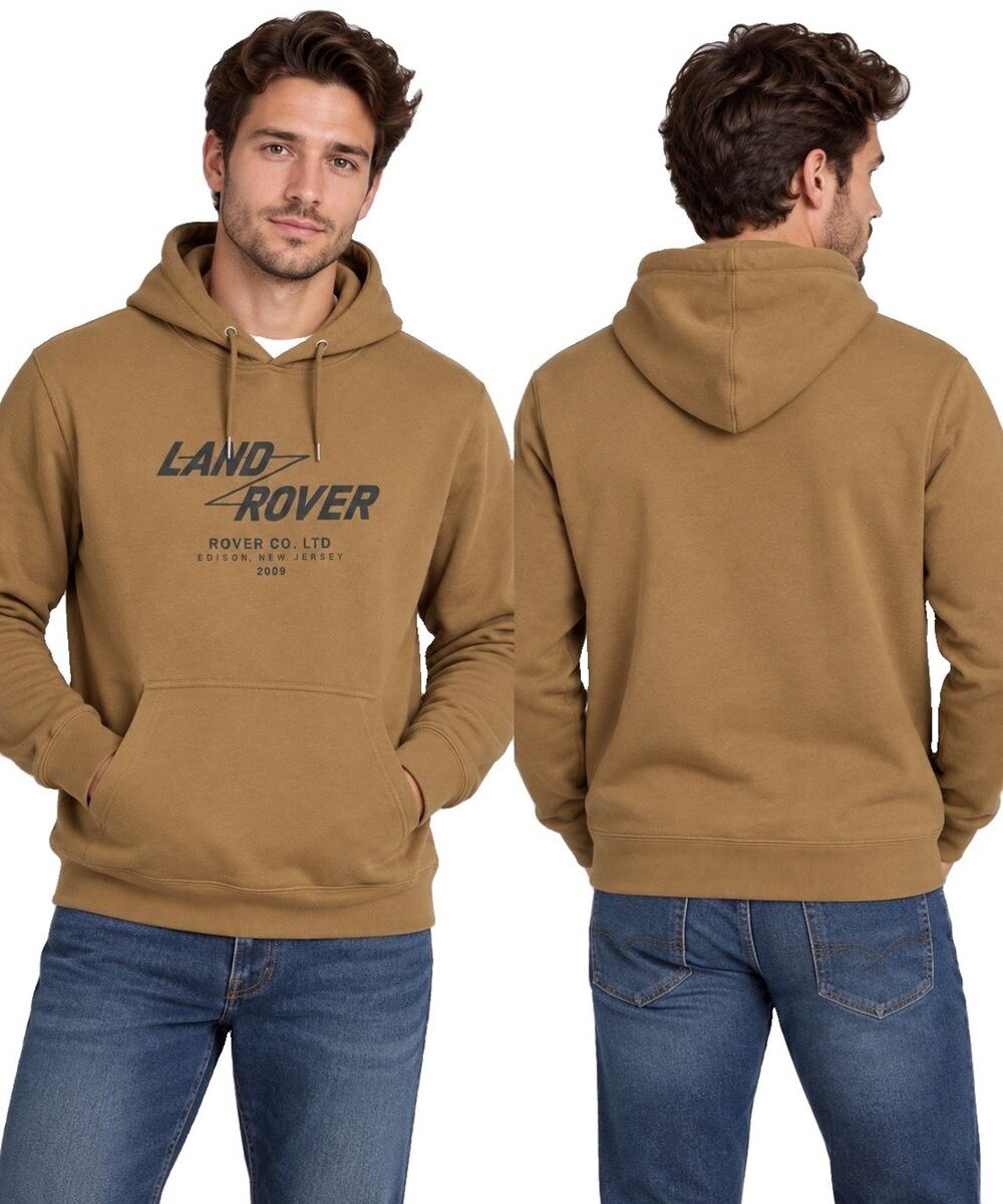 LAND ROVER ROVER CO LTD MENS L TAN BROWN PULLOVER HOODIE SWEATSHIT